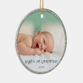 Baby First Christmas Rhinestones Frame Snowflakes Keramik Ornament (Rechts)