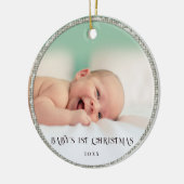 Baby First Christmas Rhinestones Frame Snowflakes Keramik Ornament (Links)