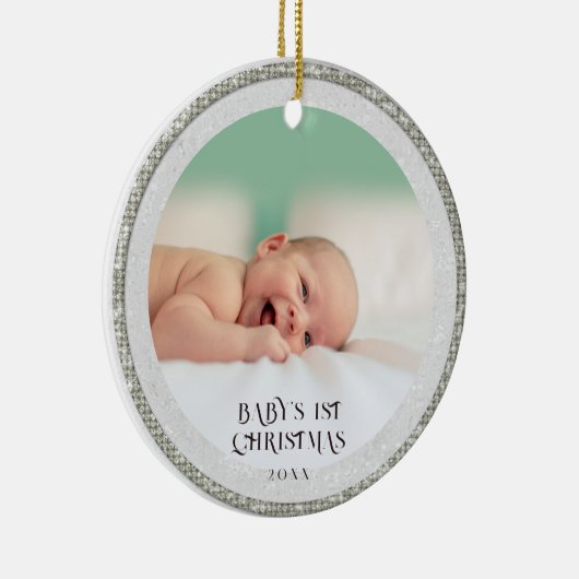 Baby First Christmas Rhinestones Tree Snowflakes Keramik Ornament (Rechts)