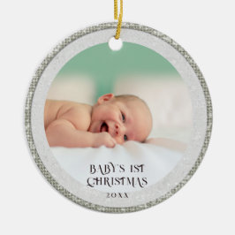 Baby First Christmas Rhinestones Tree Snowflakes Keramik Ornament