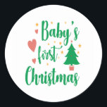 Baby First Christmas Runder Aufkleber<br><div class="desc">Baby First Christmas</div>