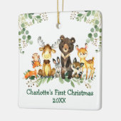 Baby First Christmas Rustic Animals Greenery FOTO Keramikornament (Links)