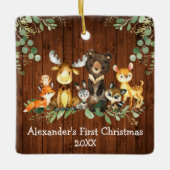 Baby First Christmas Rustic Animations FOTO Keramikornament (Vorderseite)