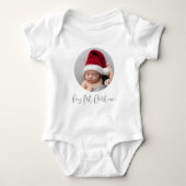 Baby First Christmas Script Custom Circle Foto Baby Strampler (Vorderseite)