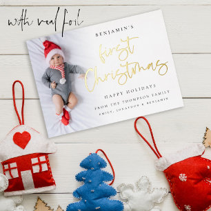 Baby First Christmas Script Foto Overlay Folien Feiertagskarte