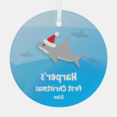 Baby First Christmas Shark Glass Ornament Aus Glas (Rückseite)