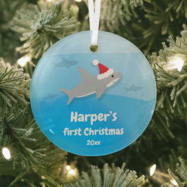 Baby First Christmas Shark Glass Ornament Aus Glas