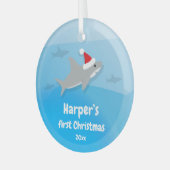 Baby First Christmas Shark Glass Ornament Aus Glas (Vorderseite links)