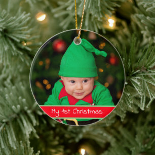 Baby First Christmas Simple Modern Keramik Ornament