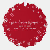 Baby First Christmas Snowflage Großeltern Skript Ornament Karte (Rückseite)