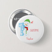 Baby First Christmas Snowman Button (Vorne & Hinten)