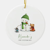 Baby First Christmas Snowman Foto Keramik Ornament (Vorne)