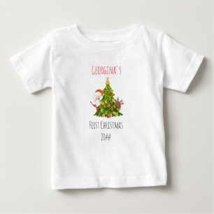 Baby First Christmas Tree Personalisiert Santa Baby T-shirt