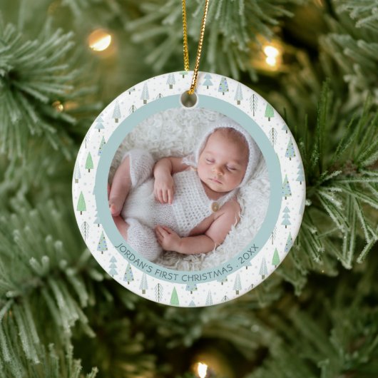 Baby First Christmas Trees Personalisiert Keramik Ornament (Baum)