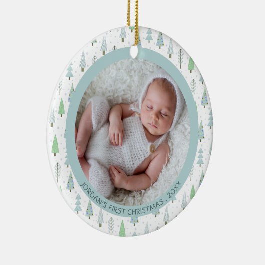 Baby First Christmas Trees Personalisiert Keramik Ornament (Rechts)
