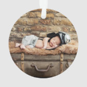 Baby First Christmas Truck Elche FOTO BACK Green Ornament (Rückseite)