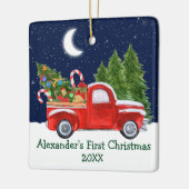 Baby First Christmas Truck Forest Stars Keramikornament (Links)