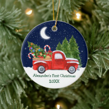 Baby First Christmas Truck Forest Stars Runde
