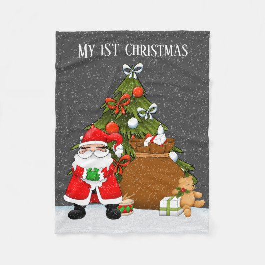 Baby First Christmas unisex Santa Holiday Fleecedecke (Vorderseite)