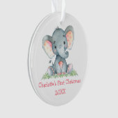 Baby First Christmas Wasserfarbe Rosa Elephant Ornament (Vorderseite)