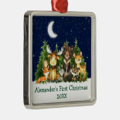 Baby First Christmas Wasserfarbenwaldtiere Ornament Aus Metall (Rechts)