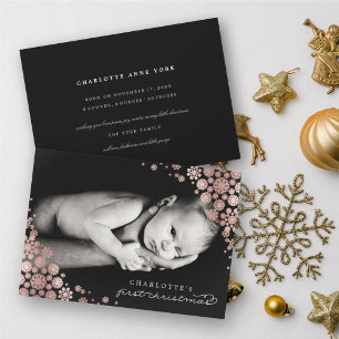 Baby First Christmas Winter Snowflakes Foto Birth Feiertagskarte
