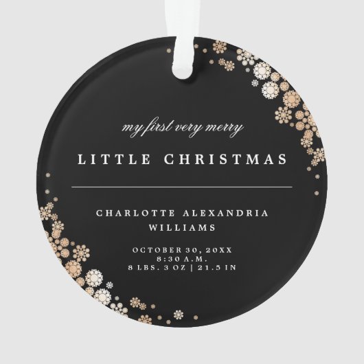 Baby First Christmas Winter Snowflakes Foto Birth Ornament (Rückseite)