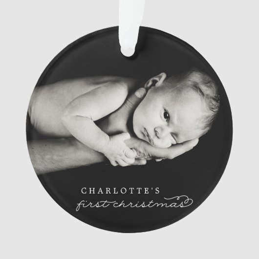 Baby First Christmas Winter Snowflakes Foto Birth Ornament (Vorderseite)