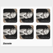 Baby First Christmas Winter Snowflakes Foto Birth Quadratischer Aufkleber (Blatt)