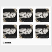 Baby First Christmas Winter Snowflakes Foto Birth Quadratischer Aufkleber (Blatt)