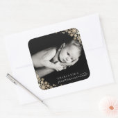 Baby First Christmas Winter Snowflakes Foto Birth Quadratischer Aufkleber (Umschlag)