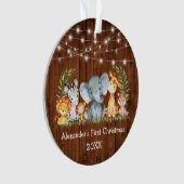 Baby First Christmas Wood Lights Safari Tiere Ornament (Vorderseite)