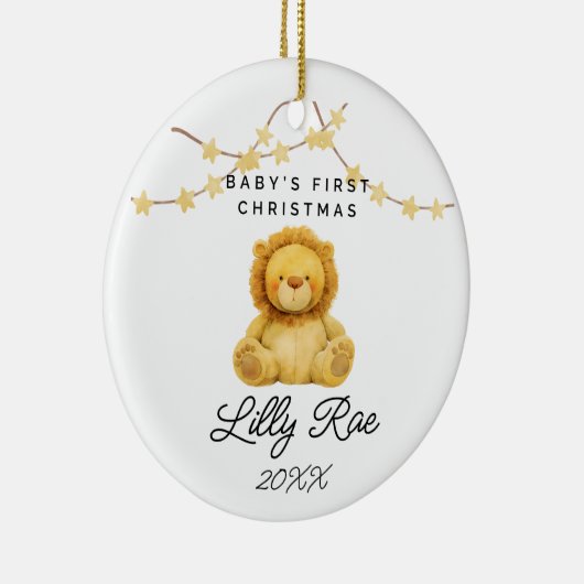 Baby First Christmas Woodland Animal Lion Unisex Keramik Ornament (Rechts)