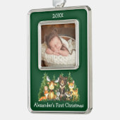 Baby First Christmas Woodland Animations Foto Rahmen-Ornament Silber (Links)