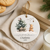 Baby First Christmas Woodland Bear Keramik Ornament