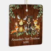Baby First Christmas Woodland Tiere Rustikal Keramikornament (Rechts)