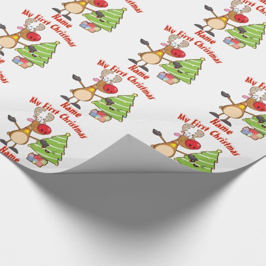 Baby First Christmas WRAPPING Rentier Custom Geschenkpapier (Ecke)