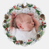Baby First Christmas Wreath 2 Foto Ornament Karte (Rückseite)