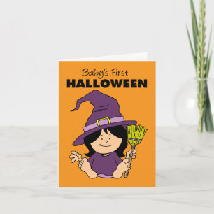 Baby First Halloween Girl Cartoon Hexe Feiertagskarte