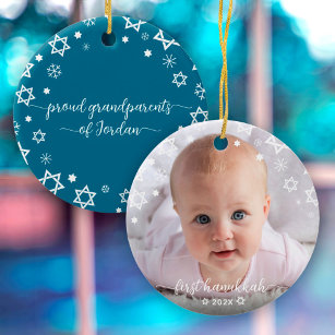 Baby First Hanukkah Stars Snowflakes Großeltern Keramik Ornament