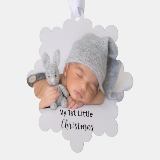 Baby First Little Christmas Foto Ornament Karte (Linke Ecke)