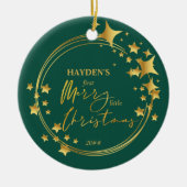 Baby First Merry Little Christmas Foto Gold Star Keramik Ornament (Vorne)