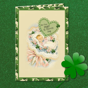 Baby First St. Patrick's Day Card Vintag Karte