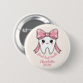 Baby First Tooth Pink Bow Milestone Kawaii Tooth Button (Vorne & Hinten)