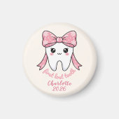 Baby First Tooth Pink Bow Milestone Kawaii Tooth Magnet (Vorne)