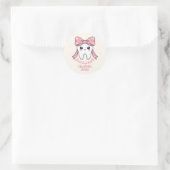Baby First Tooth Pink Bow Milestone Kawaii Tooth Runder Aufkleber (Tasche)