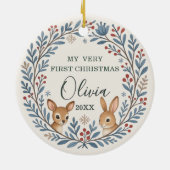 Baby First Woodland Nordic Christmas Keepsake Keramik Ornament (Hinten)