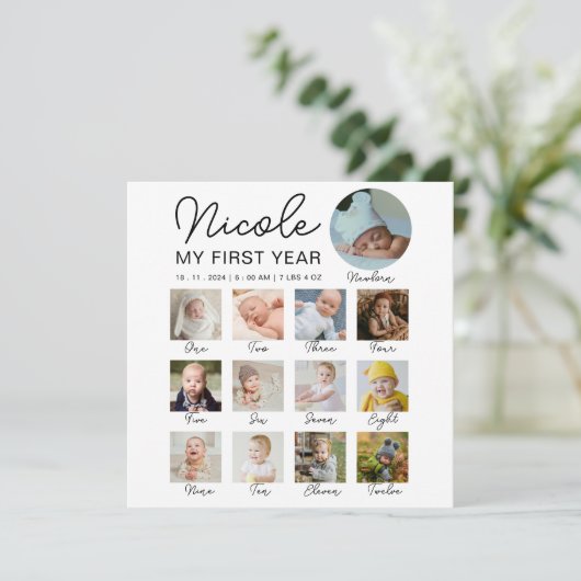 Baby First Year 12 Monate Foto Collage Modern (Stehend Vorderseite)