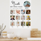 Baby First Year 12 Monate Foto Collage Modern Poster (Küche)