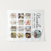 Baby First Year 12 Monate Foto Collage Modern Wandteppich (Vorderseite (Horizontal))